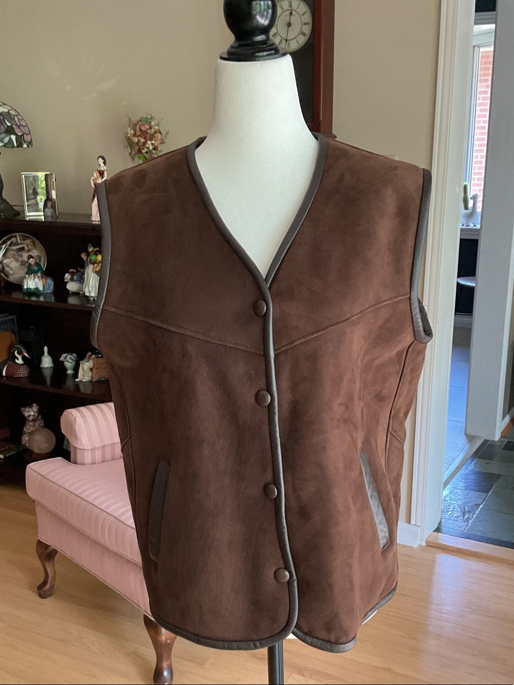 Perfect Leather Goods Genuine Shearling Sheepskin Vest Brown Size 10